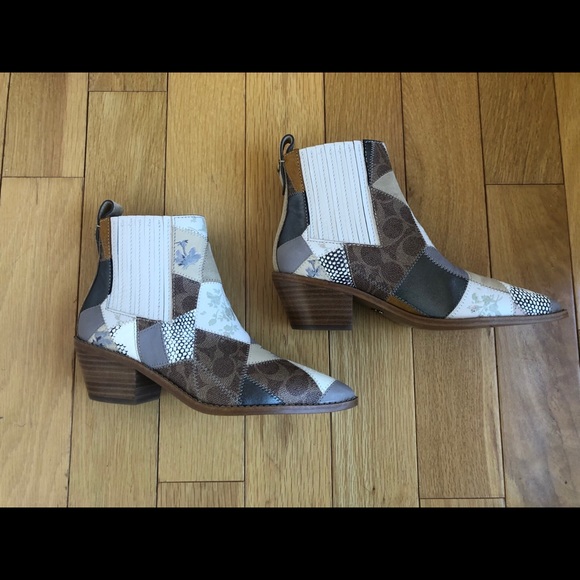 NEW COACH Patchwork Western Ankle Boots Size 6 - Picture 6 of 8